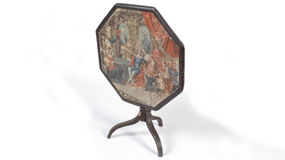 Lot 1415 - A Georgian tilt action ebonised wood occasional painted table
