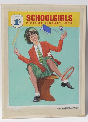 Lot 167 - Original Front Cover Artwork for the Fleetway Library Comic "School Girls" Picture Library