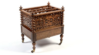 Lot 940 - A Victorian burr walnut canterbury
