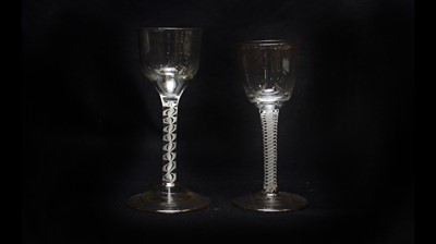 Lot 950 - Two opaque twist stem wine glasses