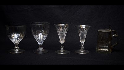 Lot 953 - Two rummers, two conical wine glasses, and a continental small stein