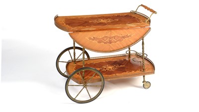Lot 20 - A mid/late 20th-Century Italian two-tier marquetry inlaid drinks trolley
