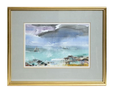 Lot 192 - Hamish Lawrie - Passing Boats, Mull | watercolour