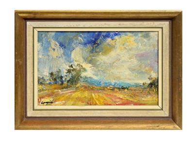 Lot 232 - Hamish Lawrie - Harvest Fields Aberdeenshire | oil
