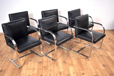 Lot 39 - A set of six contemporary chrome framed office chairs