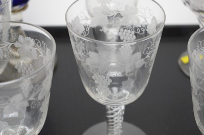 Lot 288 - A collection of etched and coloured glassware