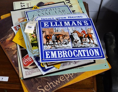 Lot 388 - A collection of enamel advertising and other wall signs