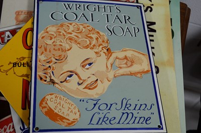 Lot 388 - A collection of enamel advertising and other wall signs