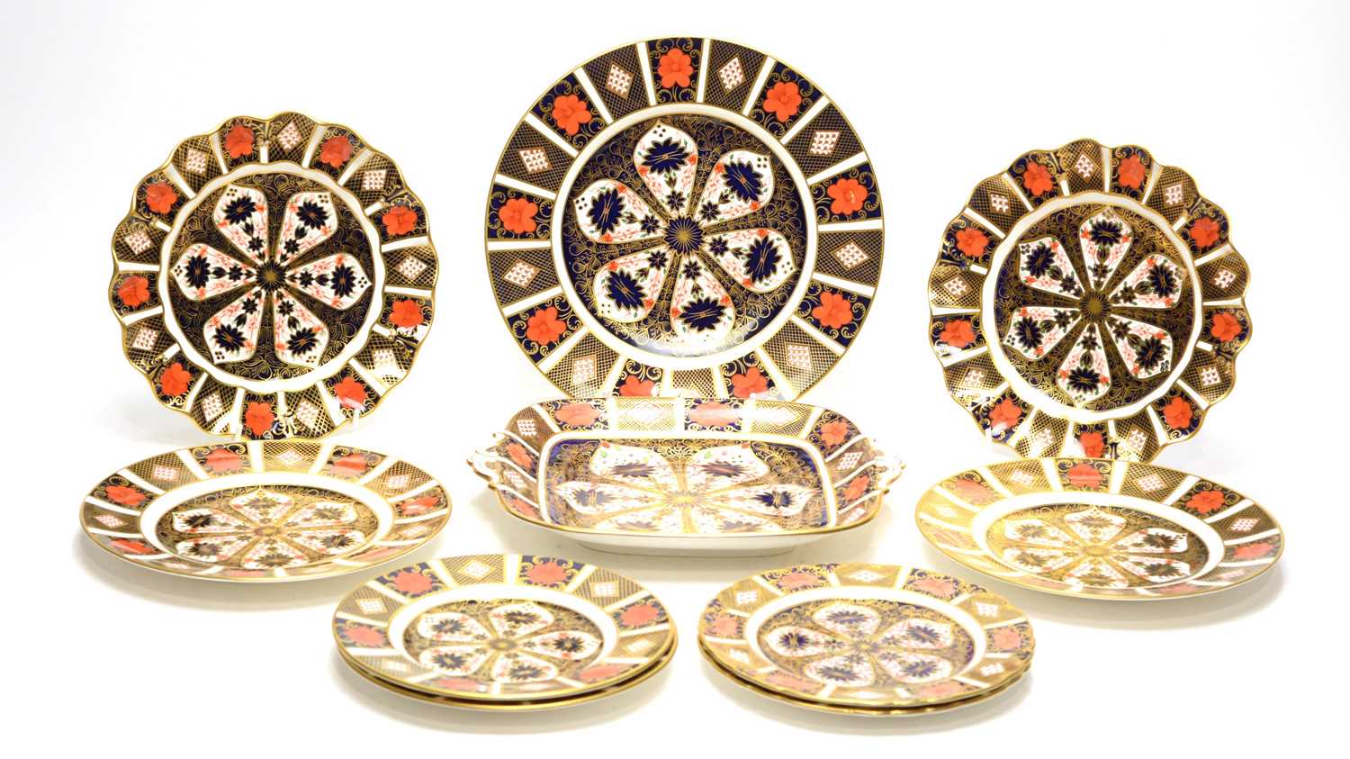 Lot 909 - Ten Royal Crown Derby Imari plates