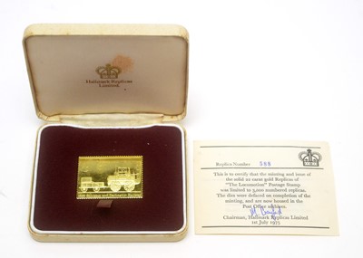 Lot 967 - Hallmarks Replica Limited Passenger Railway 150th Anniversary stamp replica