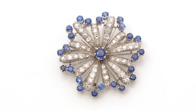 Lot 744 - A sapphire and diamond brooch