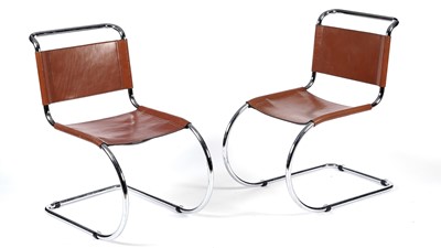 Lot 13 - After Mies Van Der Rohe - MR10 - A pair of vintage 1960's chrome plated cantilever chairs