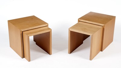 Lot 31 - Two sets of modern hardwood nest of tables