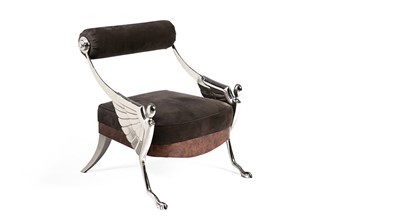 Lot 33 - After Mark Brazier Jones - Son of Atlantis Chair: A late 20th century chrome and walnut lounge chair