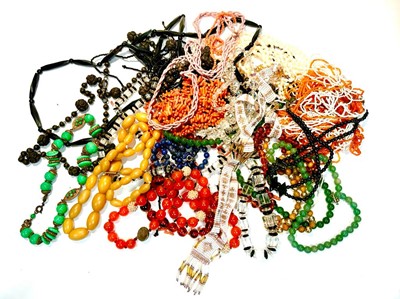 Lot 107 - A selection of costume necklaces and other jewellery