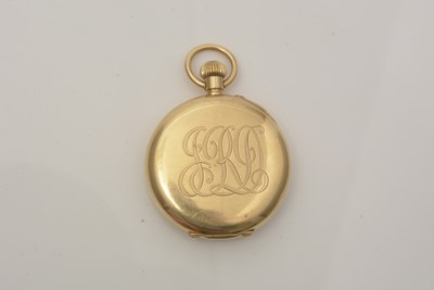 Lot 517 - Goldsmiths & Silversmiths Co Ltd (retailers): an 18ct yellow gold cased half-hunter pocket watch