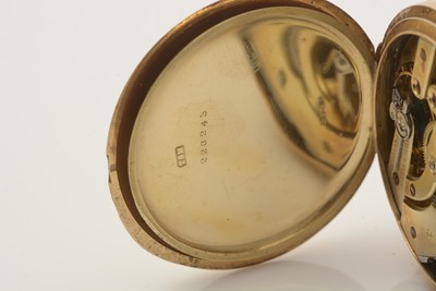Lot 517 - Goldsmiths & Silversmiths Co Ltd (retailers): an 18ct yellow gold cased half-hunter pocket watch
