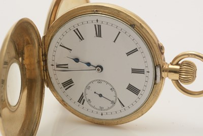 Lot 517 - Goldsmiths & Silversmiths Co Ltd (retailers): an 18ct yellow gold cased half-hunter pocket watch
