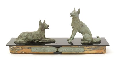 Lot 743 - An Art Deco Continental mantlepiece garniture