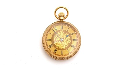 Lot 529 - An 18ct yellow gold cased open faced fob watch