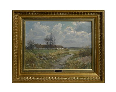 Lot 1106 - Soren Melchior Hansen - Sunbreak over a Settlement | oil