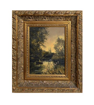 Lot 1121 - Gudrun Sibbons - Lake Fishing at Dusk | oil