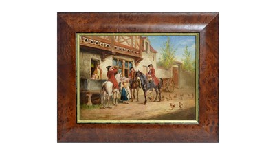 Lot 1117 - Frank Moss Bennett - The Stirrup Cup | oil