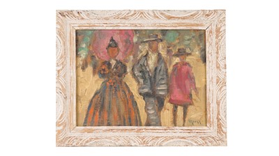 Lot 641 - Attributed to Takanori Oguiss - Figures Promenading | oil