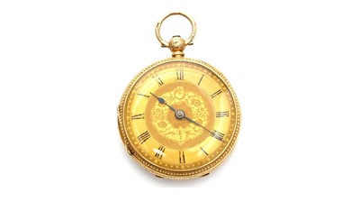 Lot 579 - An 18ct yellow gold cased fob watch