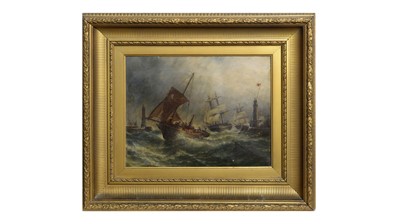 Lot 1157 - Stuart Henry Bell - The Entrance to Sunderland Harbour, The View from Lighthouse, South Pier | oil