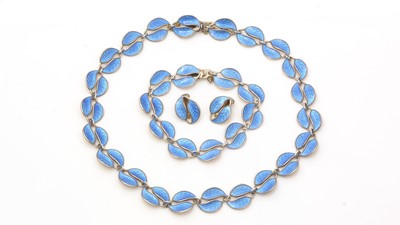 Lot 615 - David Andersen, Norway: silver gilt and blue enamel jewellery