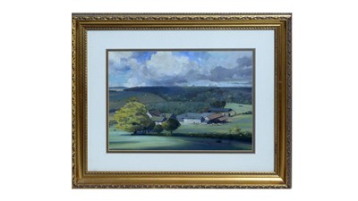 Lot 1091 - Edward Loxton Knight - Cloud Scudded Skies over a Farmstead | pastel