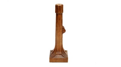 Lot 1334 - Robert 'Mouseman' Thompson, Kilburn: a carved oak table lamp