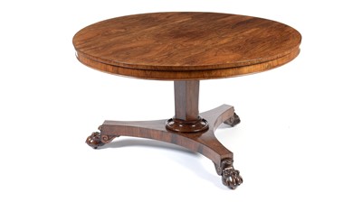 Lot 1493 - A William IV rosewood tilt-action breakfast table