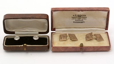 Lot 175 - A pair of diamond and enamel dress studs; and a pair of cufflinks