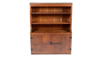 Lot 1341 - Workshop of Robert 'Mouseman' Thompson (of Kilburn): A 'Mouseman' oak bookcase