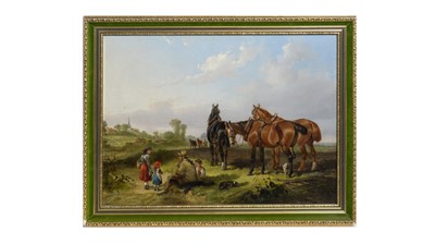 Lot 637 - William Joseph Shayer - Bringing Father a Picnic Lunch | oil