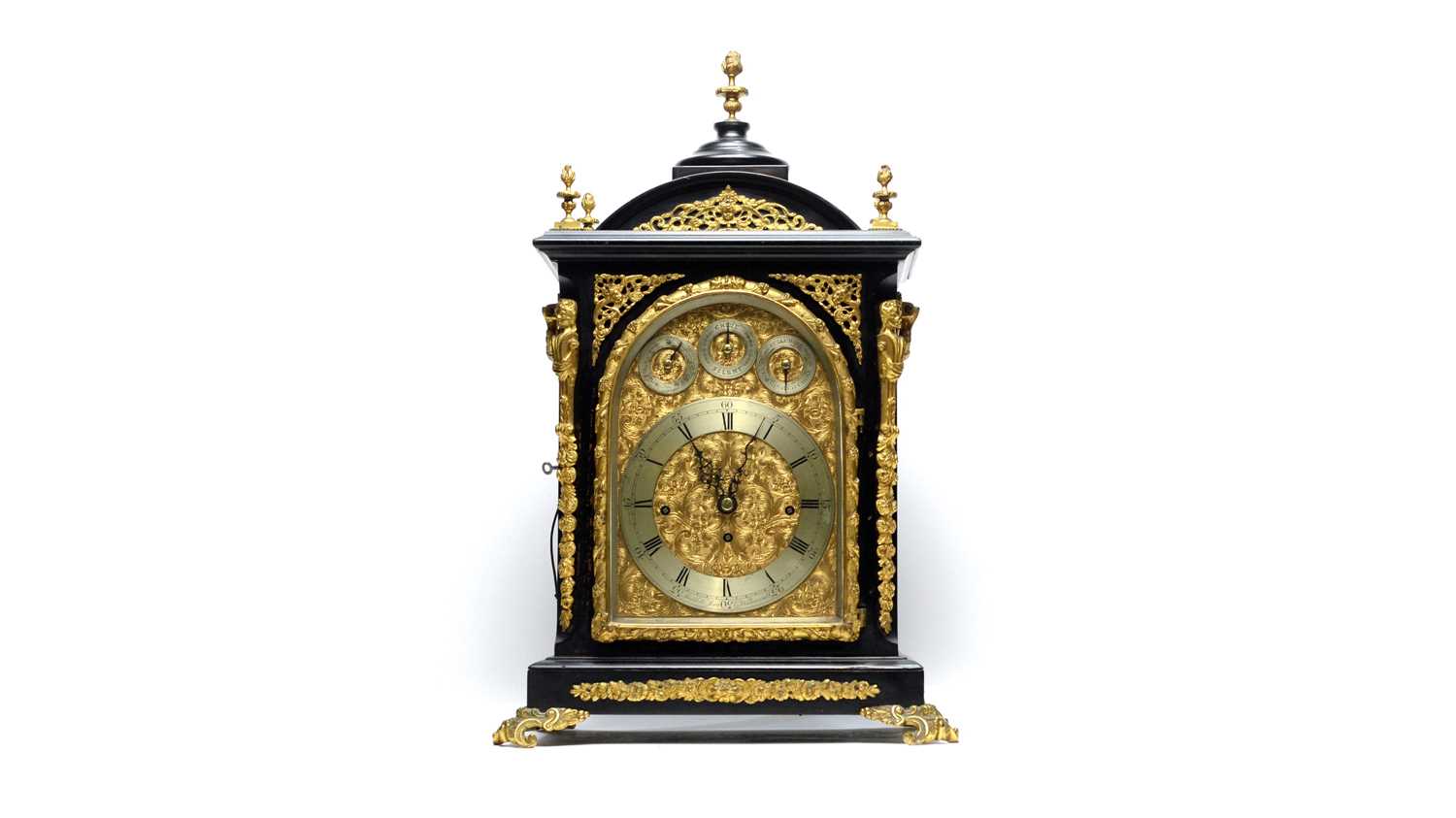 Lot 1243 - Smith & Sons, Clerkenwell: a Victorian ebonised and gilt metal mounted table/bracket clock