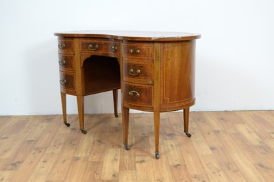 Lot 4 - A late 19th Century inlaid mahogany kidney-shaped desk