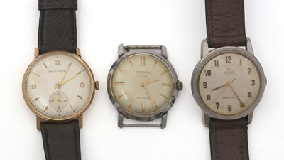 Lot 180 - An Omega Seamaster; a gold cased wristwatch and another