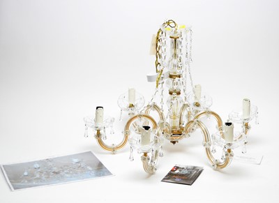 Lot 190 - A crystal six branch ceiling candelabra