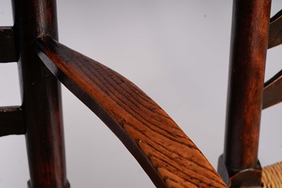 Lot 740 - A harlequin set of eight 19th Century Billinge ash ladderback chairs