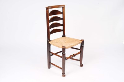 Lot 740 - A harlequin set of eight 19th Century Billinge ash ladderback chairs