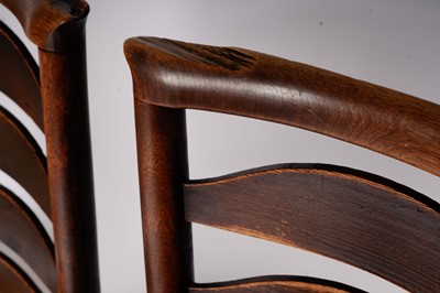 Lot 740 - A harlequin set of eight 19th Century Billinge ash ladderback chairs