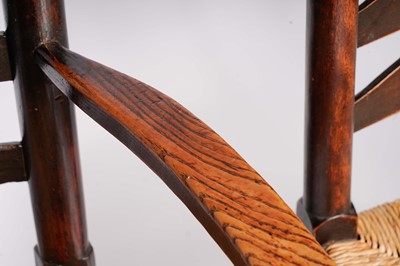 Lot 740 - A harlequin set of eight 19th Century Billinge ash ladderback chairs