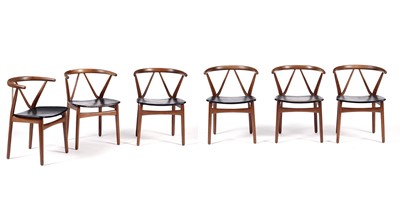 Lot 11 - Henning Kjaernulf for Bruno Hansen - Model 225: A set of six retro teak 'Wishbone' chairs