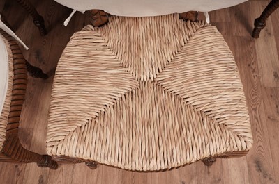 Lot 54 - A set of eight stylish modern hardwood 'faux rope' dining chairs