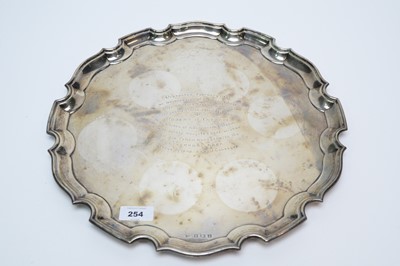 Lot 254 - A 1930s silver waiter, by William Adams Ltd