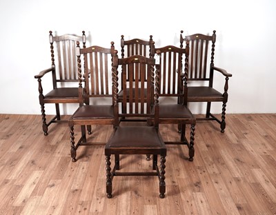 Lot 51 - A set of six oak barley twist chairs, c1920's