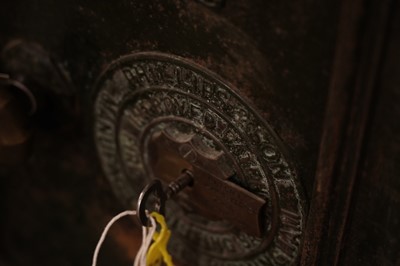 Lot 13 - Philips and Sons: a cast metal industrial safe, painted in a green colourway